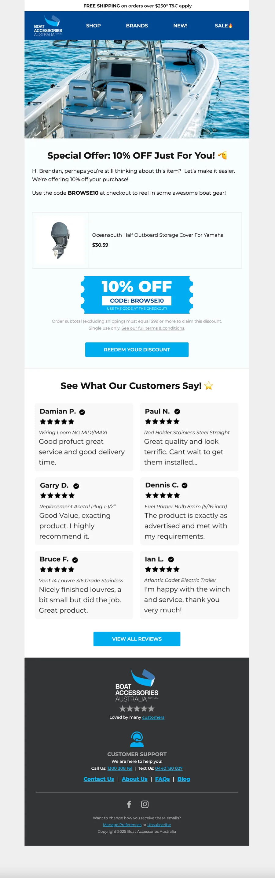 Boat Accessories Australia email template