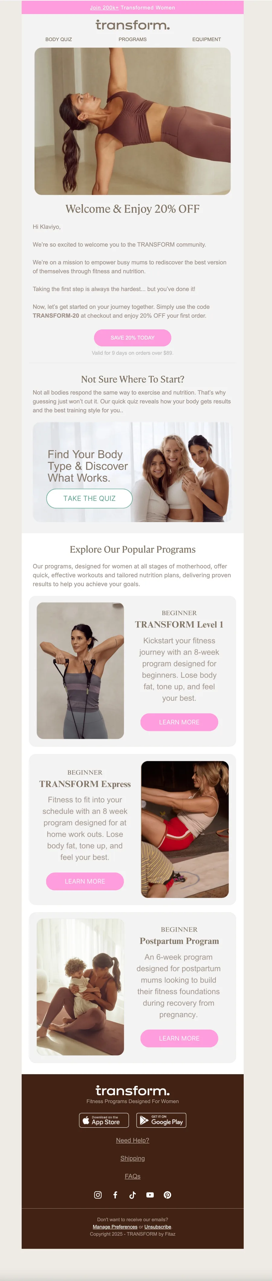 Transform email template