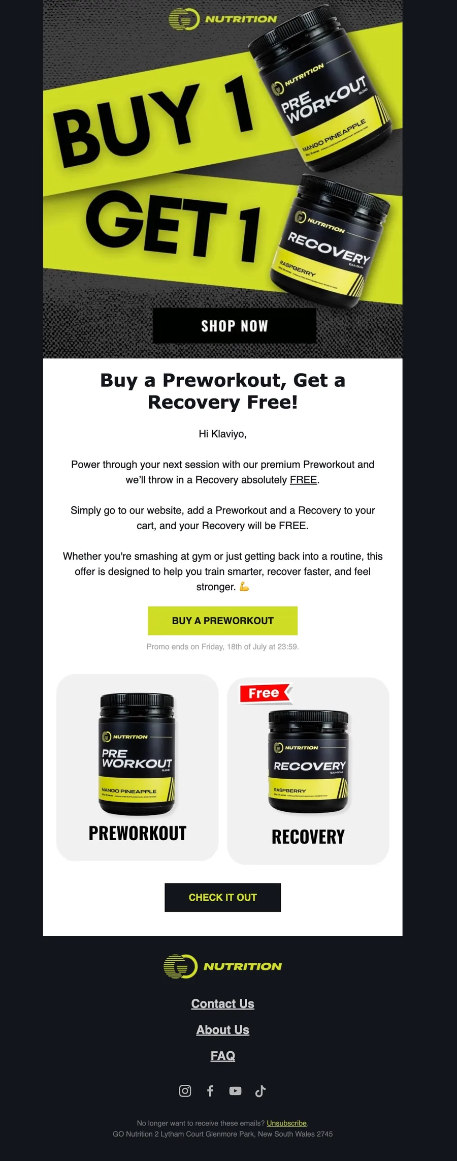 Go Nutrition email template