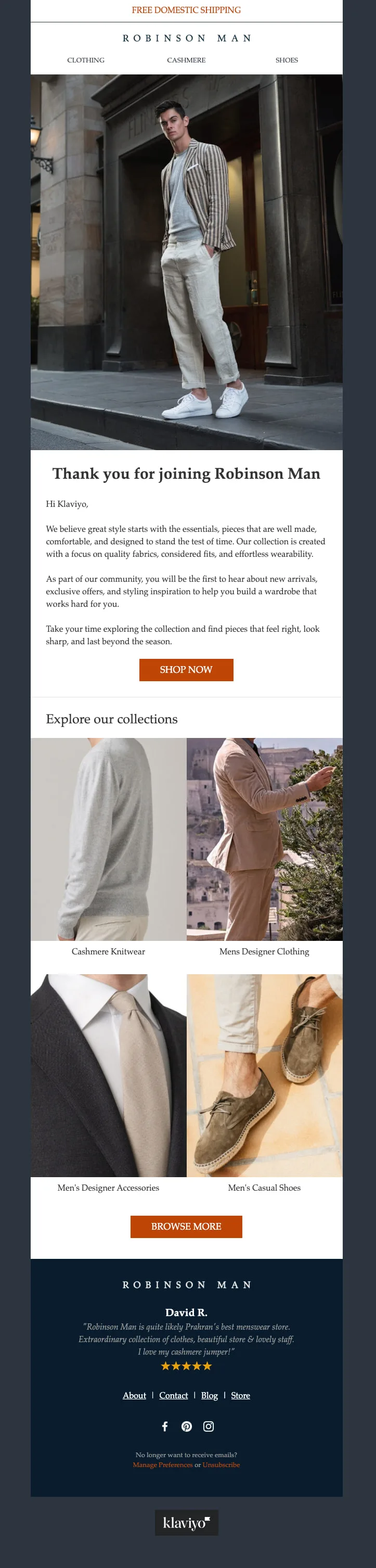 Robinson Man email template