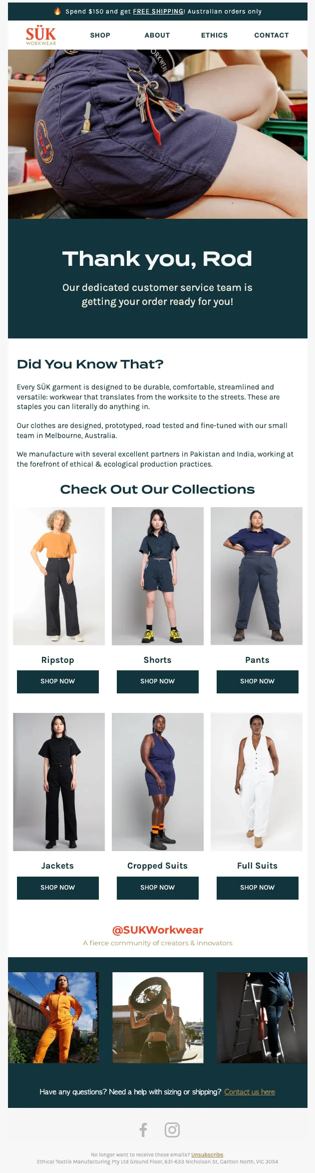 SUK Workwear email template