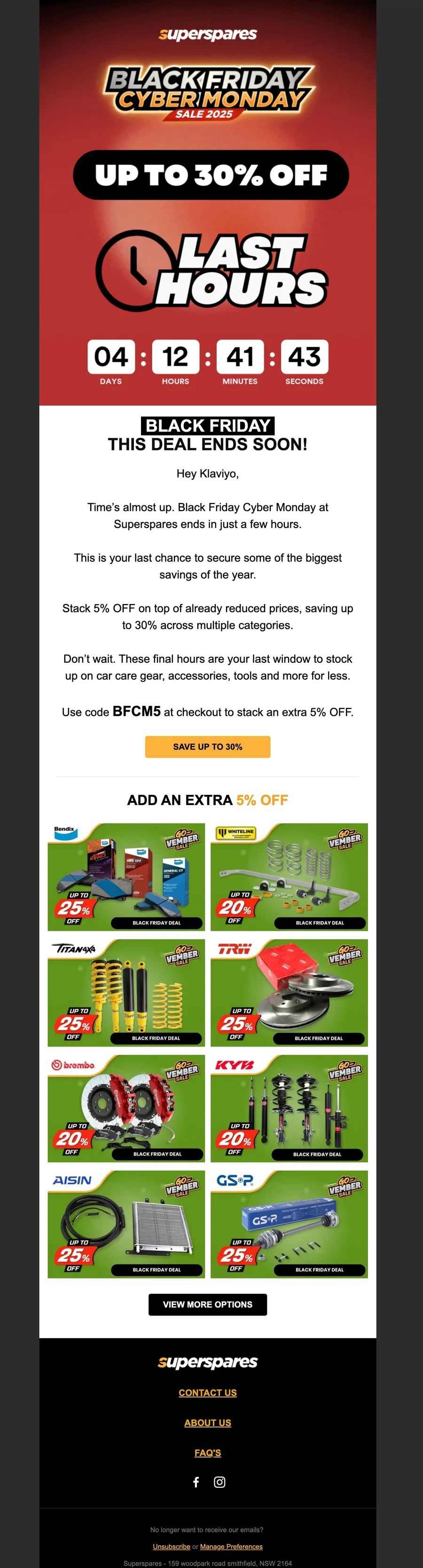 Superspares email template